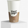 16 oz single wall paper cup with your logo in white and brown