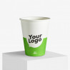 8 oz paper cup with your logo in green and white