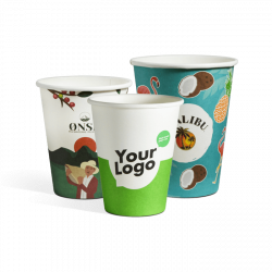 Biodegradable single wall paper cups with print