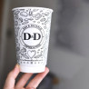 Personalised 450 ml double wall paper cup with 'Dan & Decarlo' logo and design