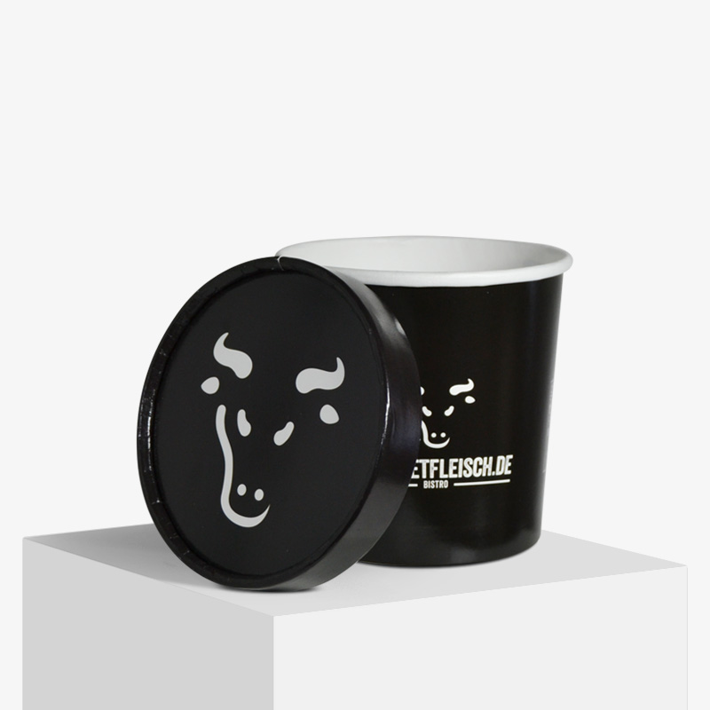 How to buy our food cups | Limepack ice cream cup small black lid off